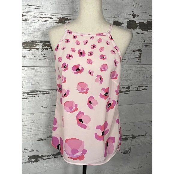CABI Floating Poppies Halter Tank Top Pink Floral Small #5218 NWOT - Picture 2 of 4